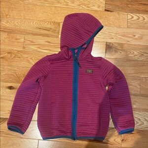 LLBean pink full zip airlight hoodie with Teal Trim